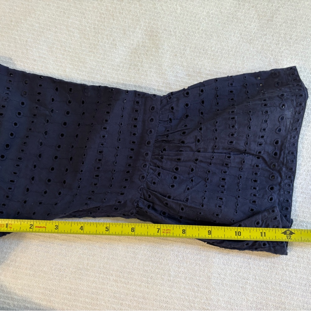 Navy Eyelet Top with Bell Sleeves - Picture 5 of 6